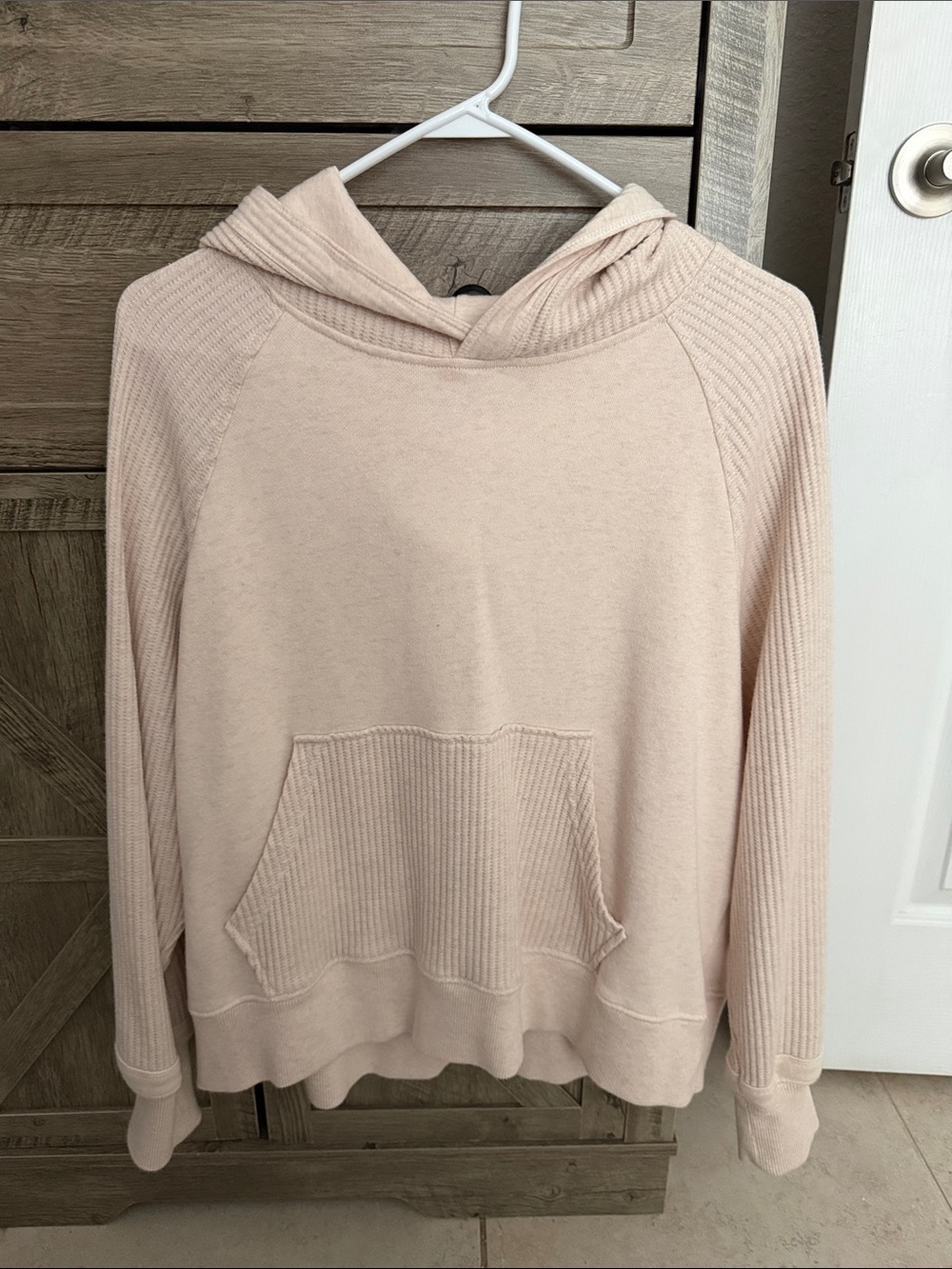 aerie Cream Hooded Knit Pullover